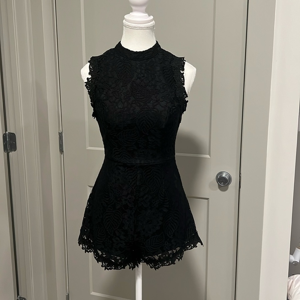 NWT Francesca’s Black Lace Romper Size XS